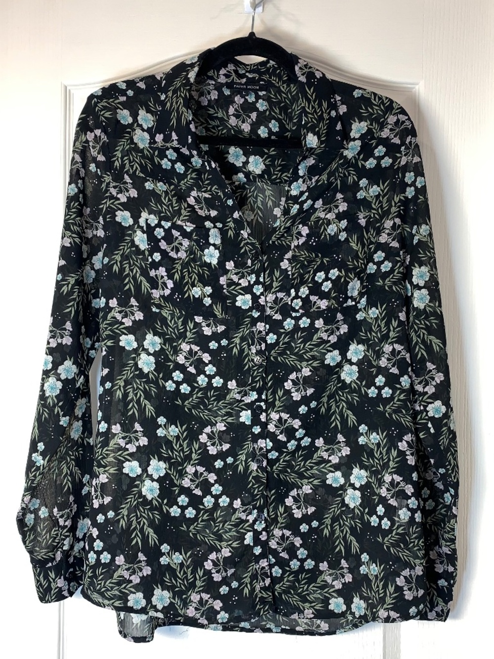 Paper Moon Blouse Florale Transparente Noire Romantic Soft Goth Cottagecore L